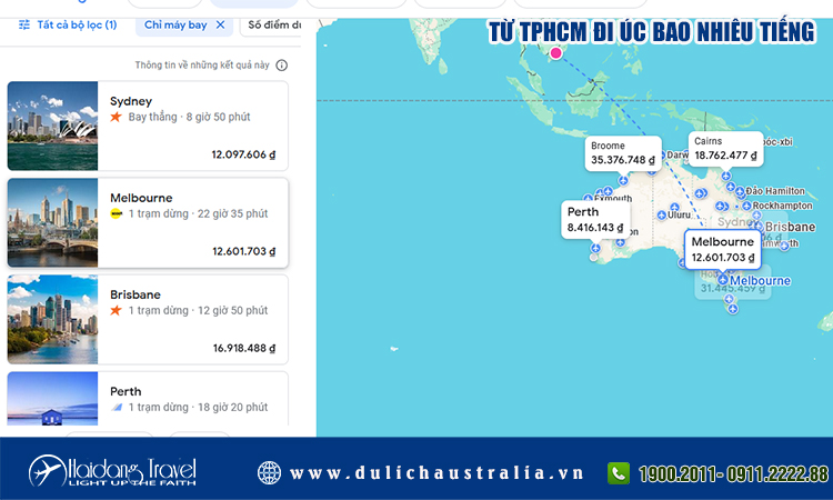 Từ TPHCM đi Úc bao nhiêu tiếng